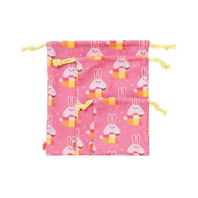 きんちゃく3枚セット　ウサギ/ピンク